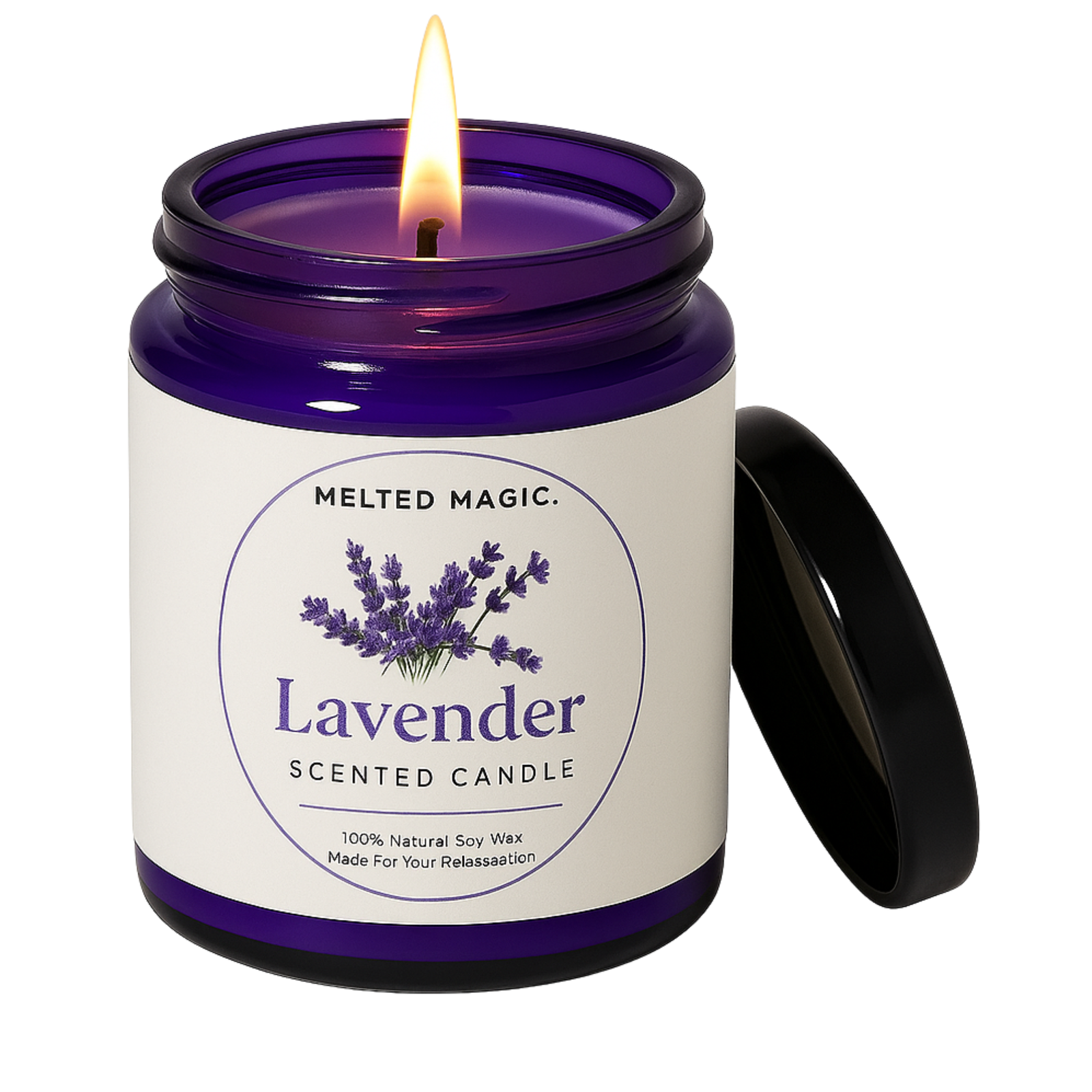 Lavender Scented Candle – Pack of 2 | Handmade Soy Wax Jar Candle - Image 2